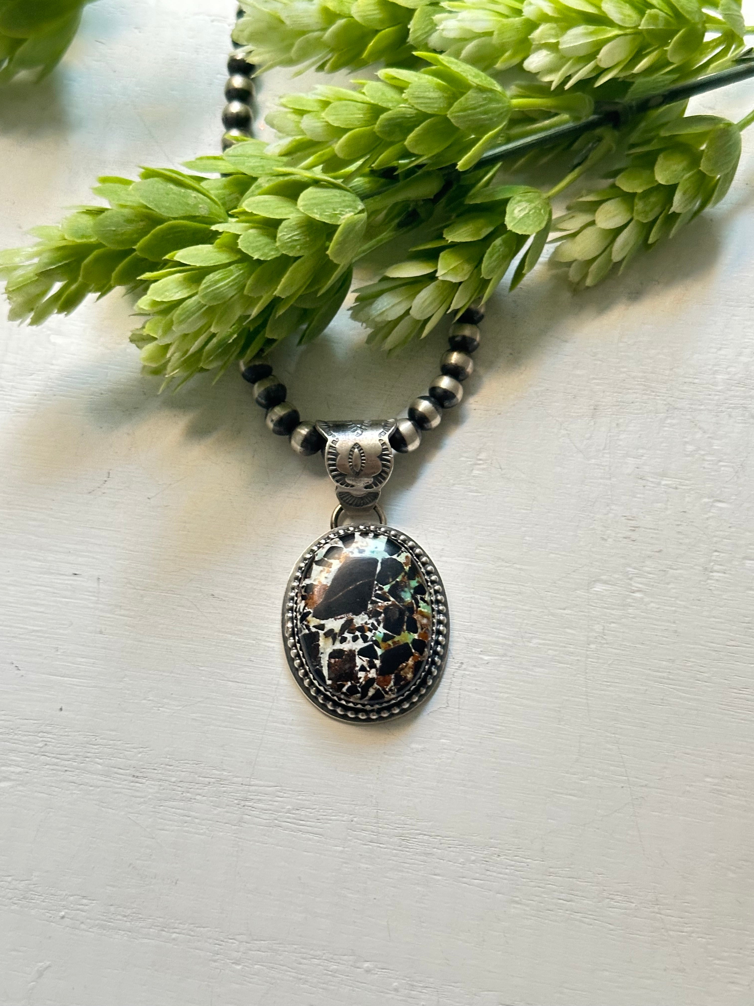 Kevin Begay Black Jack Turquoise & Sterling Silver Pendant