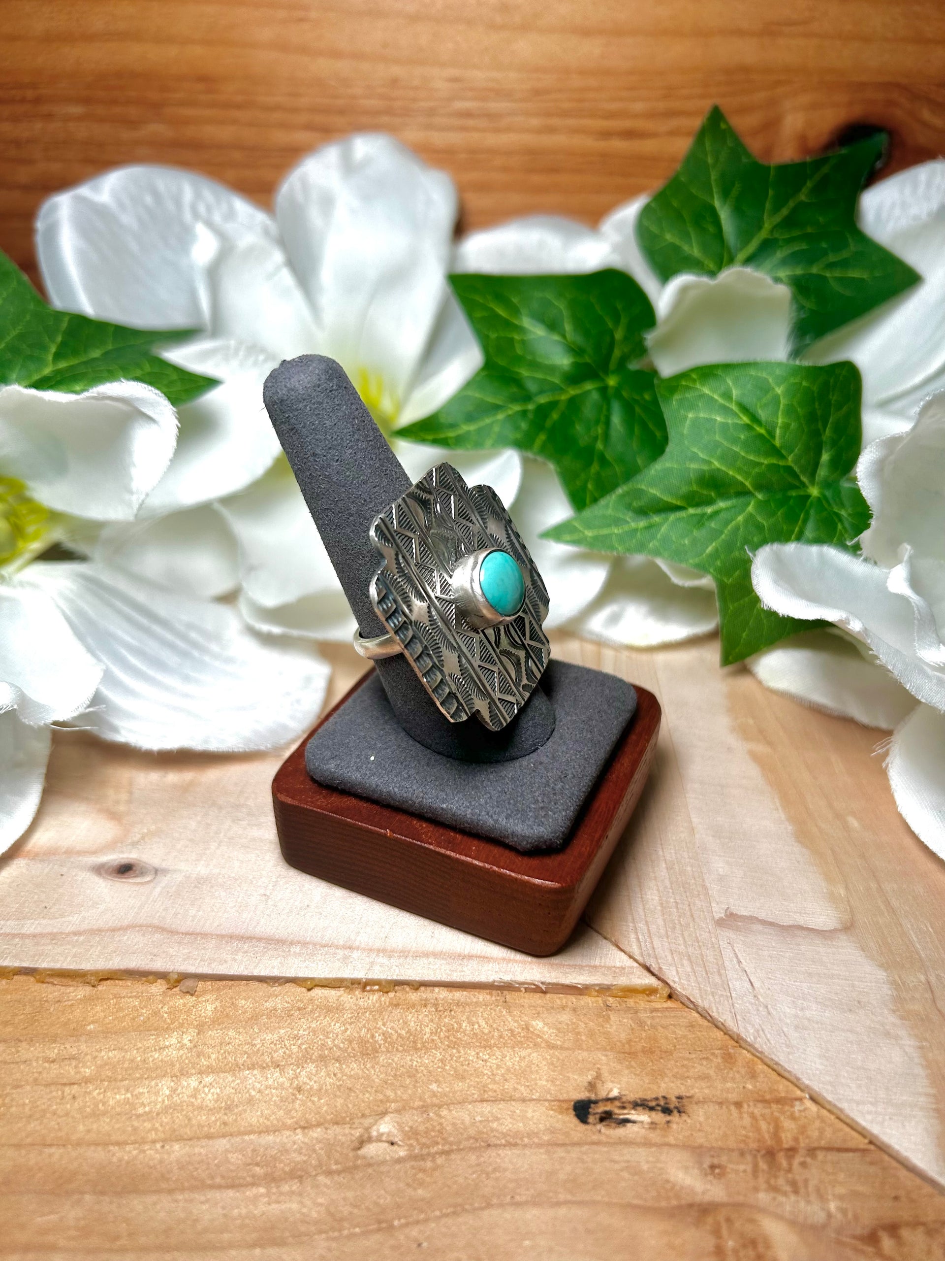 Tillie Jon Kingman Turquoise & Sterling Silver Ring Size 9