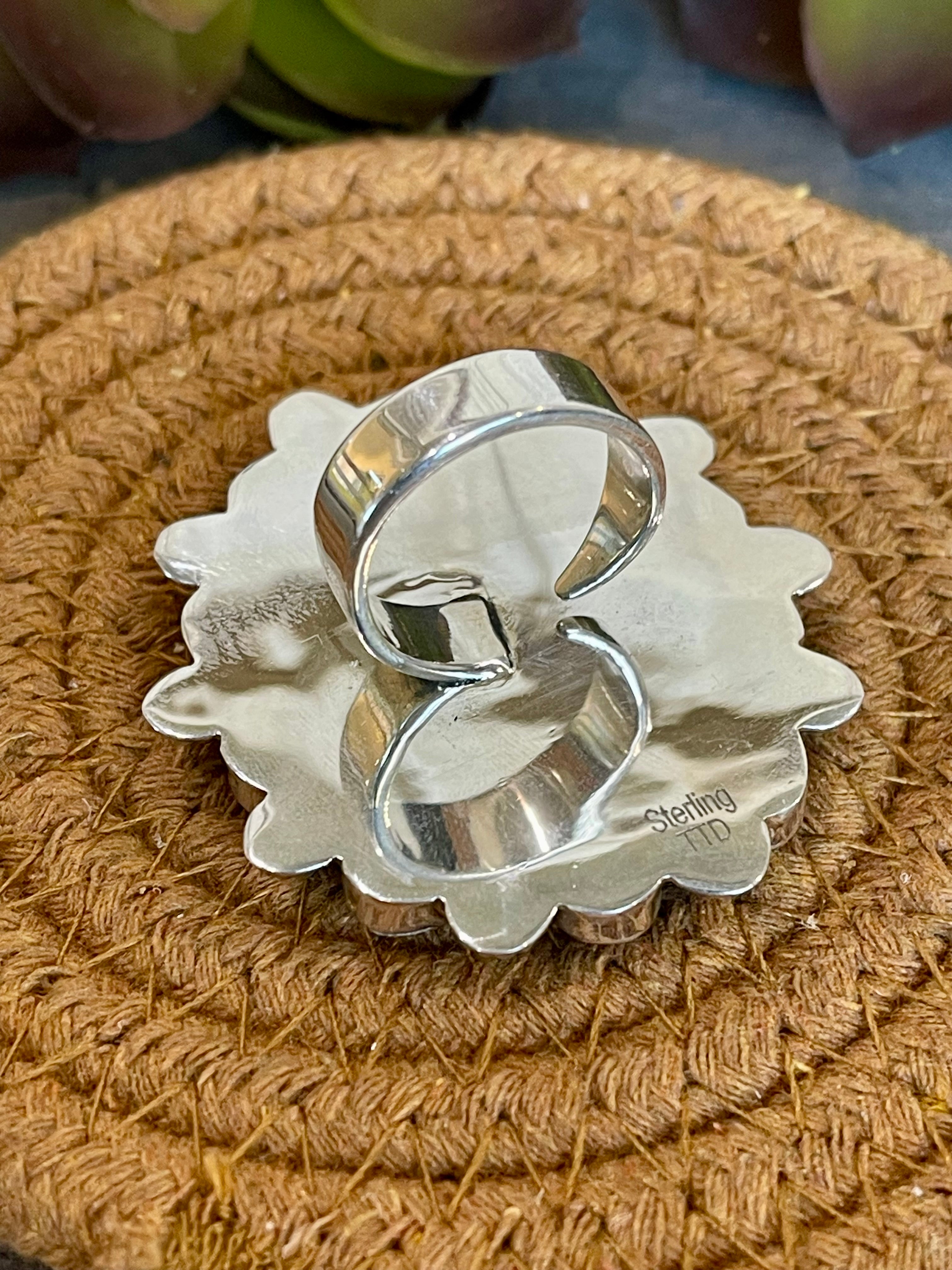 Southwest Handmade Multi Stone & Sterling Silver Adjustable Ring