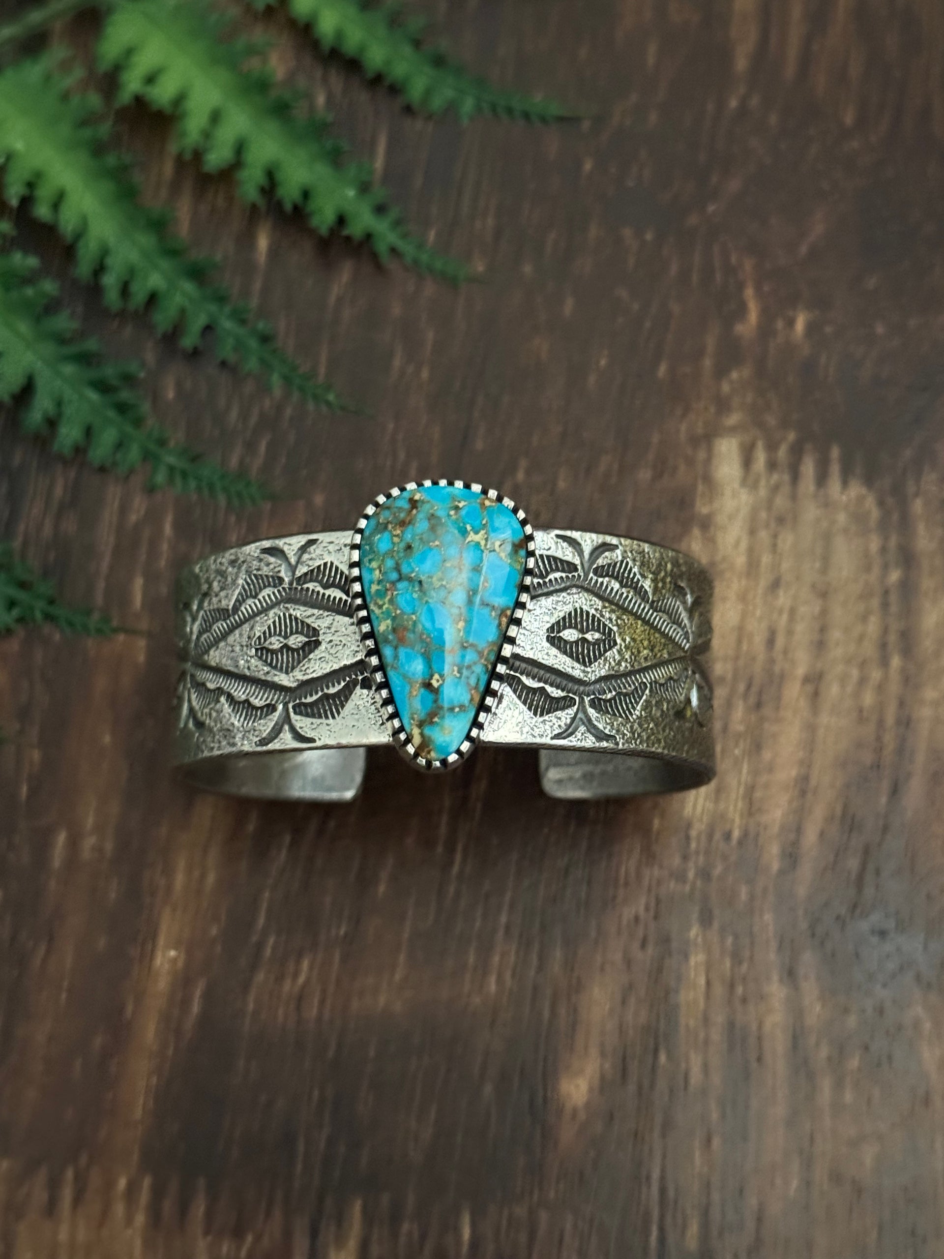 Stanford Yazzie Birdseye Kingman Turquoise & Sterling Silver Cuff Bracelet