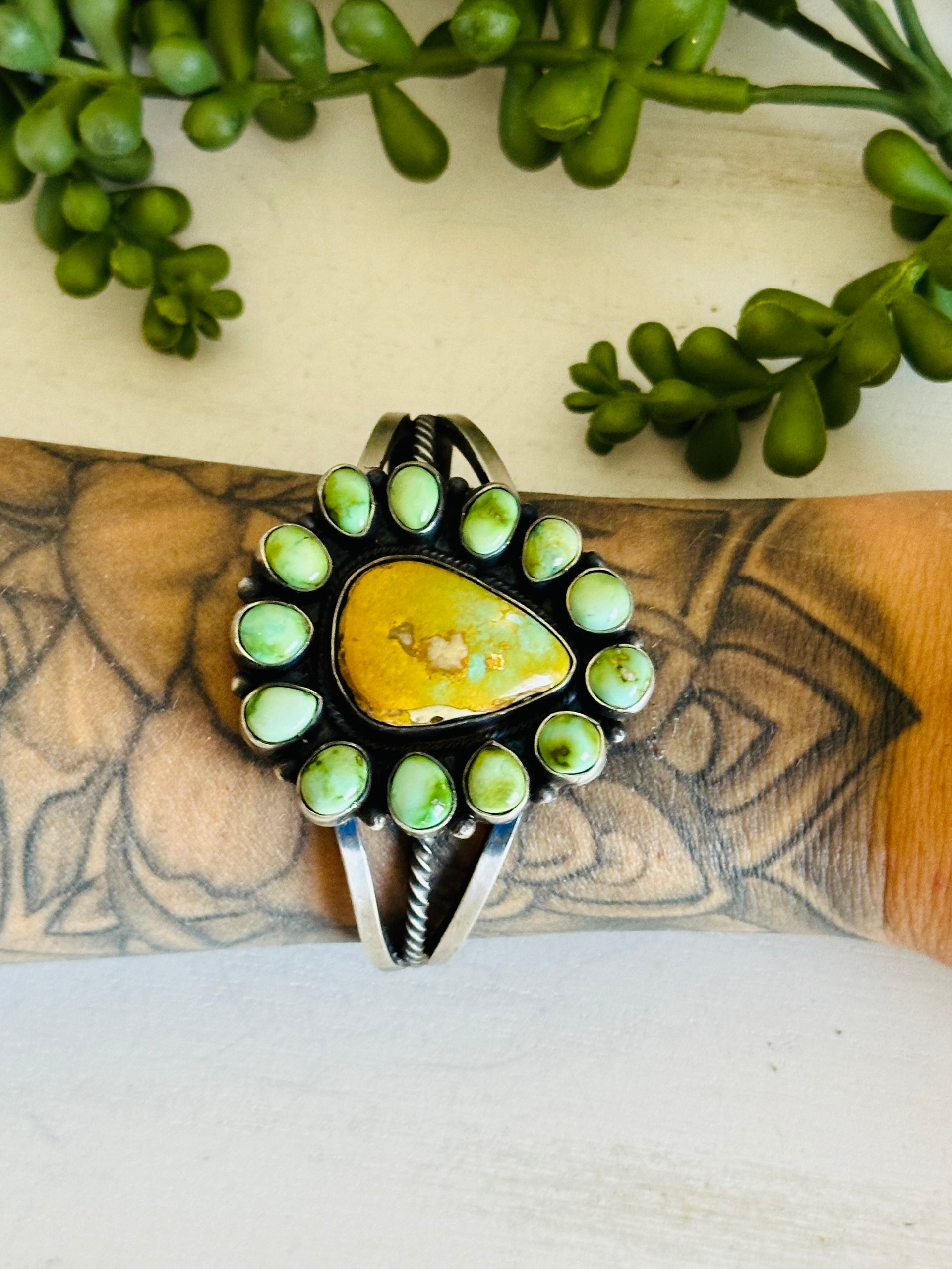 Shelia Becenti Multi Turquoise & Sterling Silver Cuff Bracelet