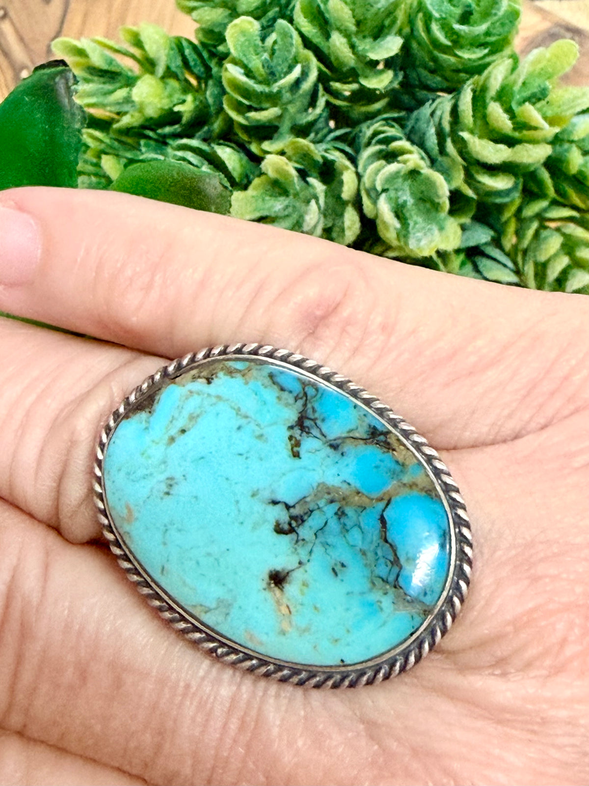 Southwest Handmade Turquoise & Sterling Silver Size 8.5