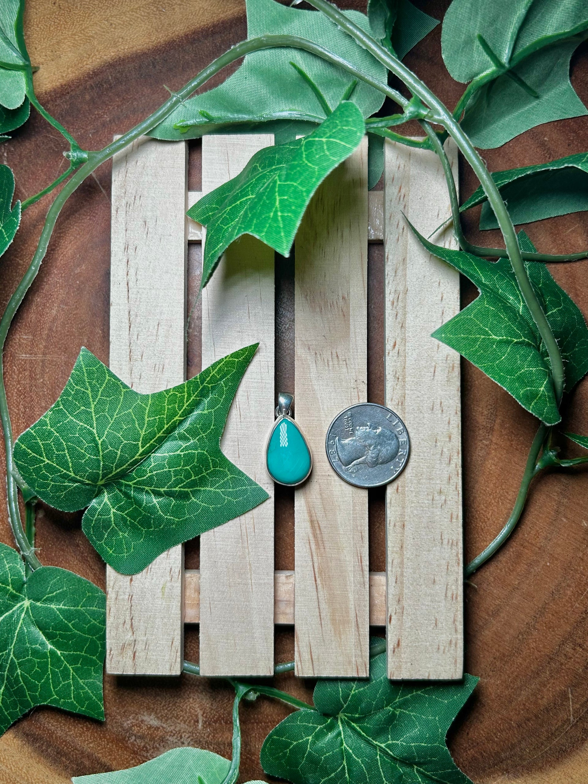 Peggy Skeets Kingman Turquoise & Sterling Silver Pendant