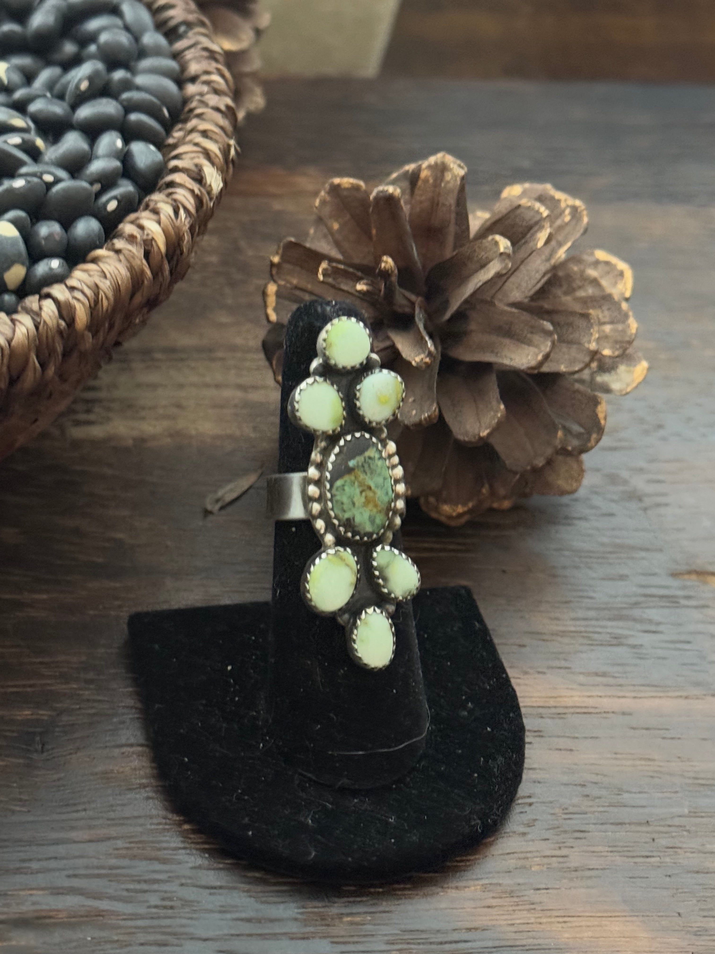 Southwest Handmade Multi Stone & Sterling Silver Adjustable Ring