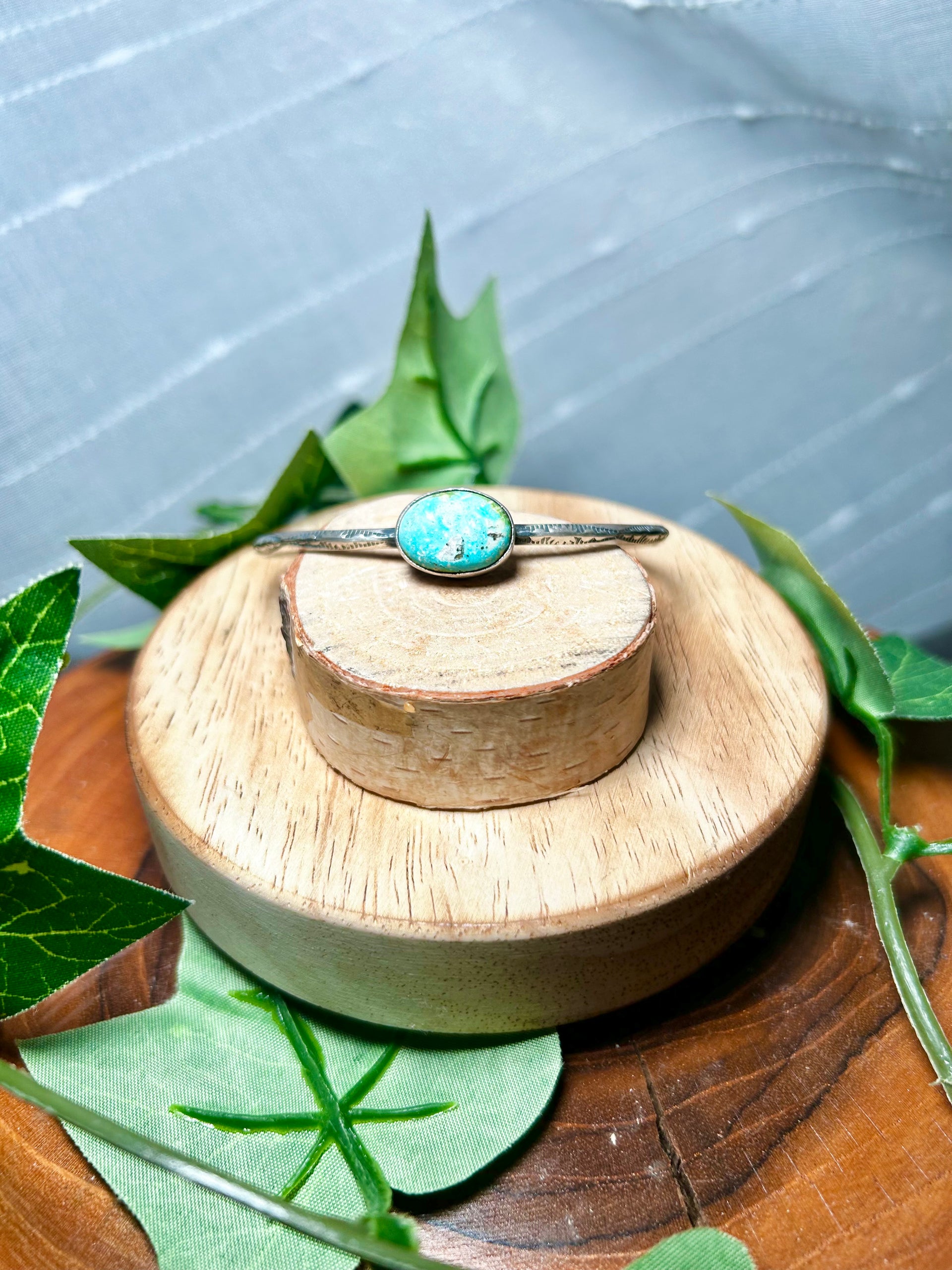 Navajo Made Sonoran Mountain Turquoise & Sterling Silver Cuff Bracelet