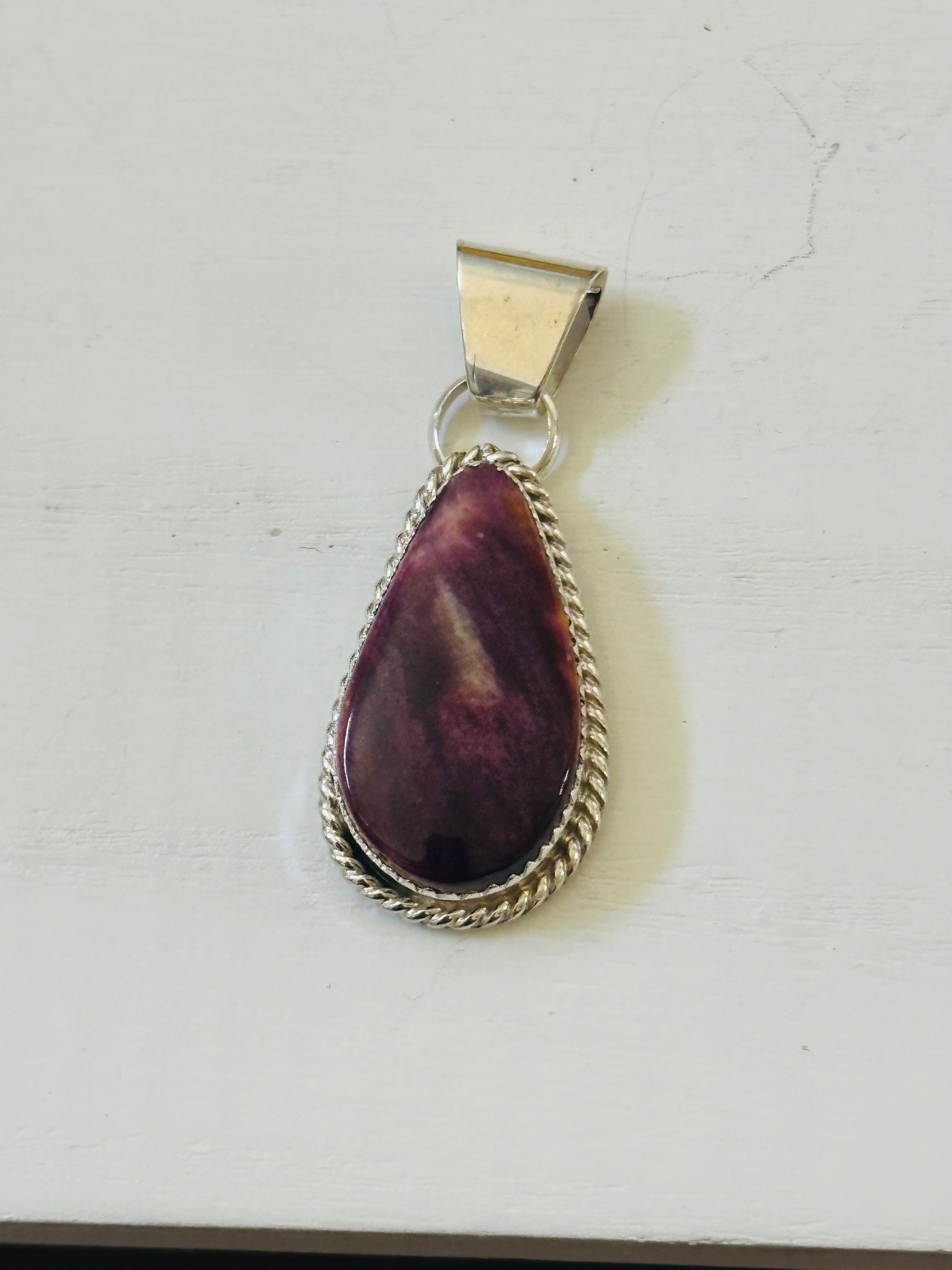 Navajo Made Spiny Oyster & Sterling Silver Pendant