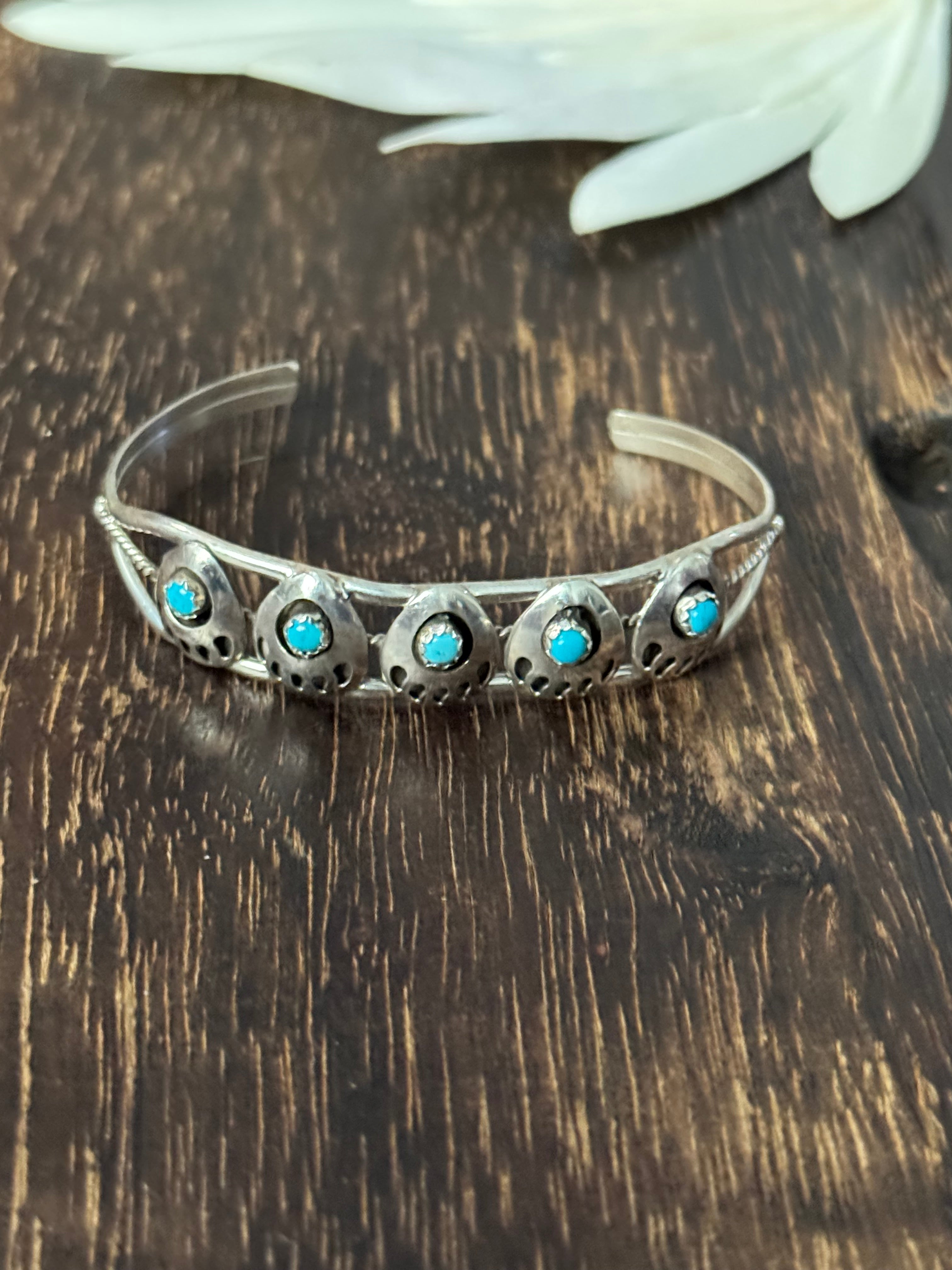 Navajo Made Sterling Silver Bear Claw Cuff Bracelet