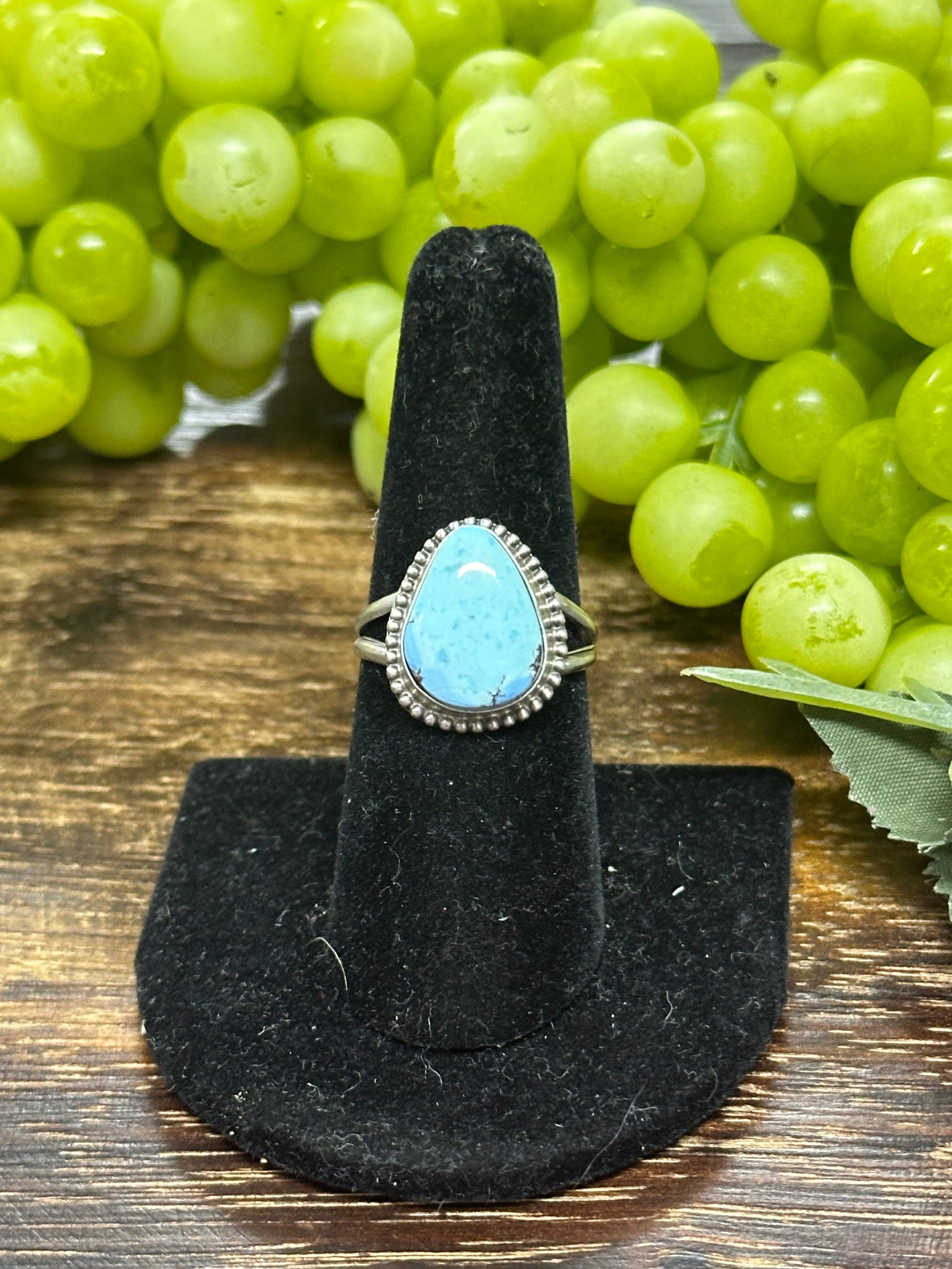 Navajo Made Golden Hills Turquoise & Sterling Silver Ring