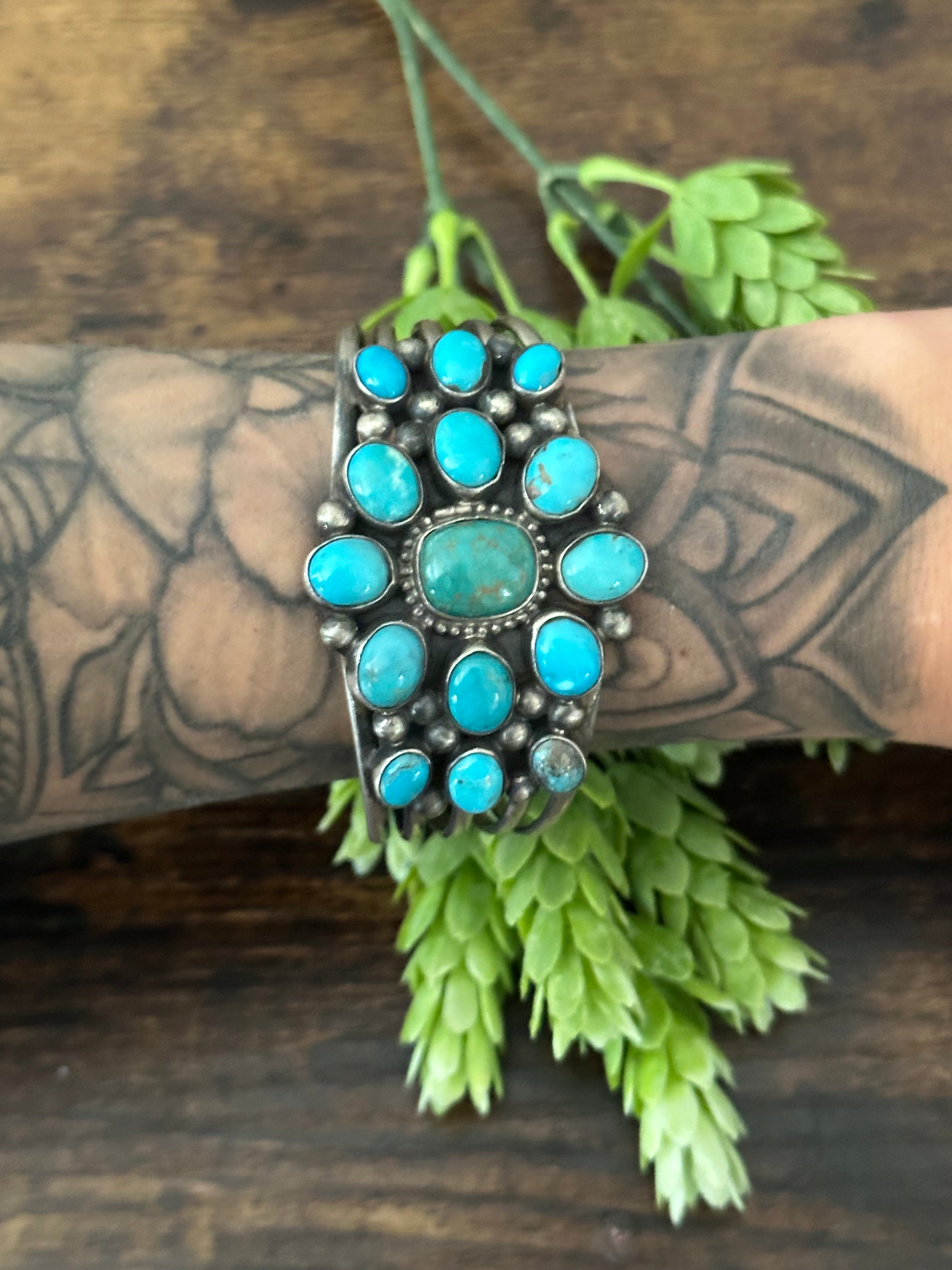 Kathleen Chavez Kingman Turquoise & Sterling Silver Cuff Bracelet