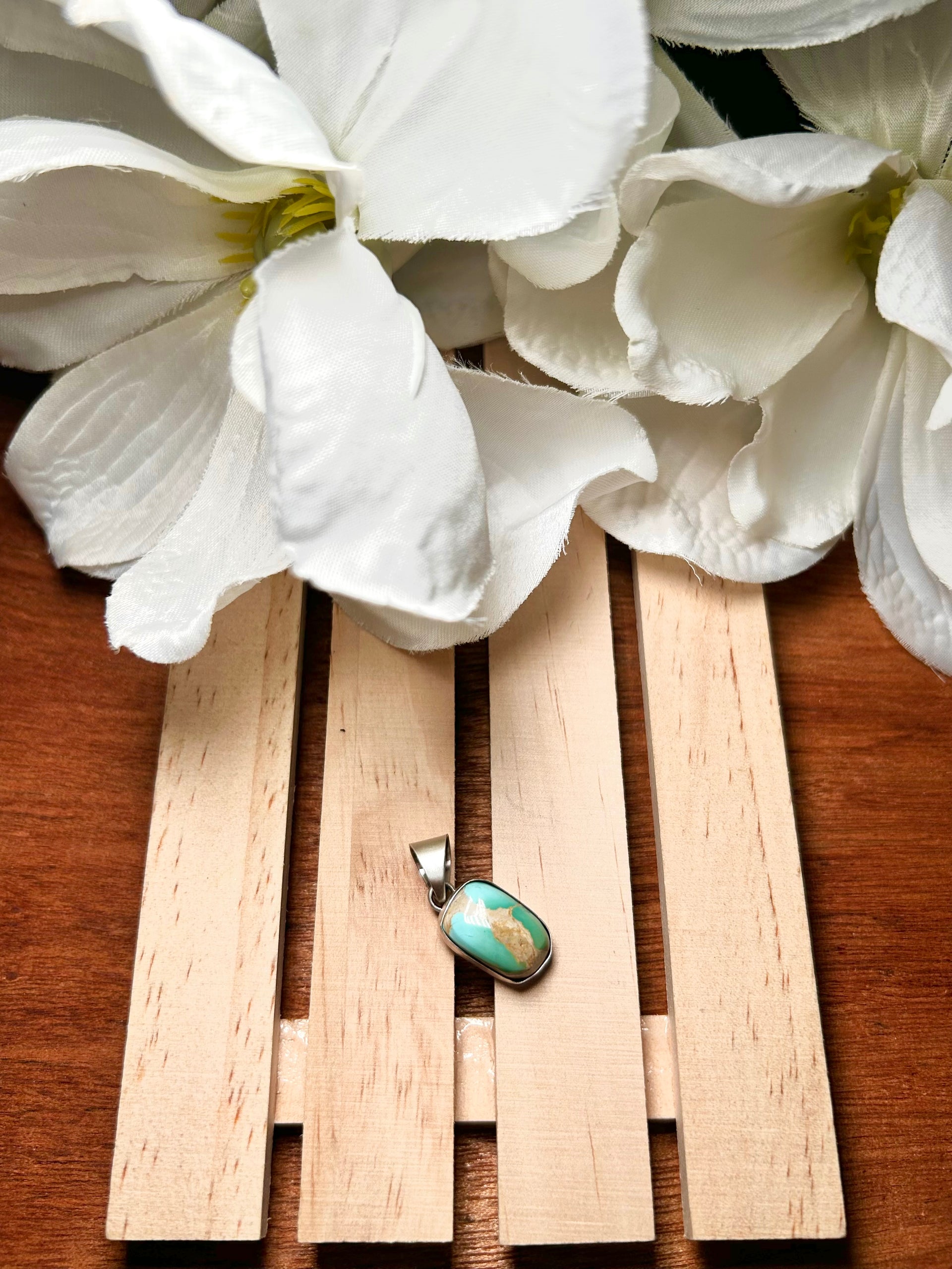 Navajo Made Sonoran Mountain Turquoise & Sterling Silver Pendant