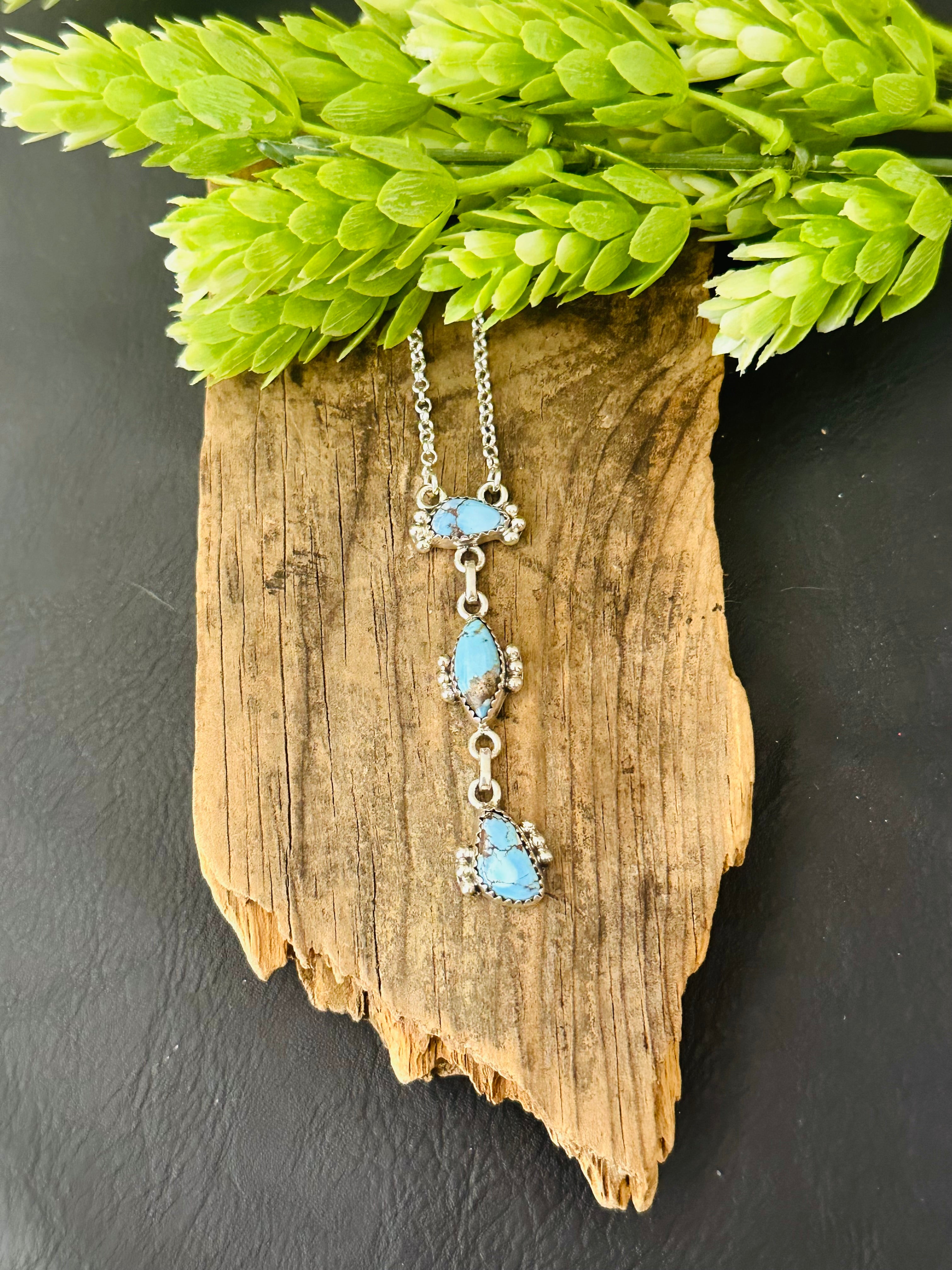 Southwest Handmade Golden Hills Turquoise & Sterling Silver Necklace