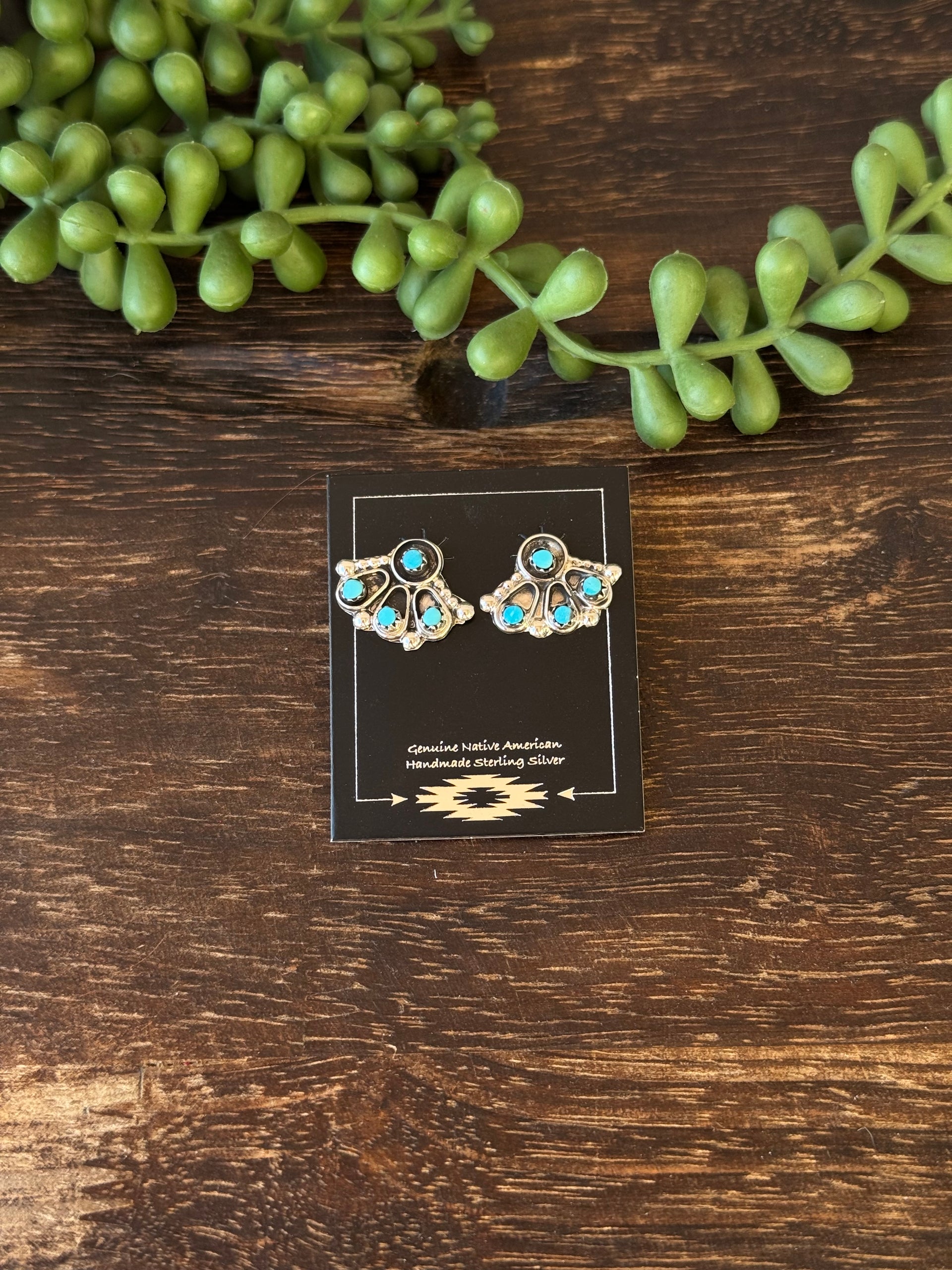 Navajo Made Turquoise & Sterling Silver Post Earrings