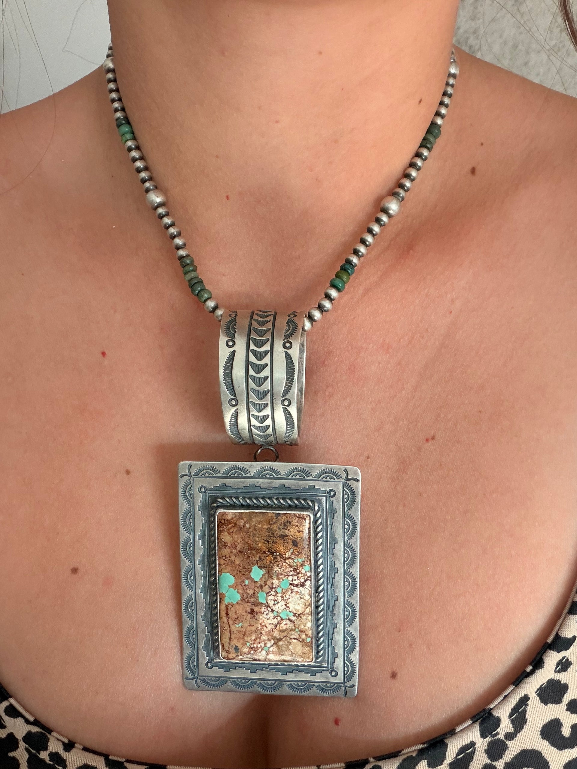Larry Kaye Boulder Turquoise & Sterling Silver Pendant
