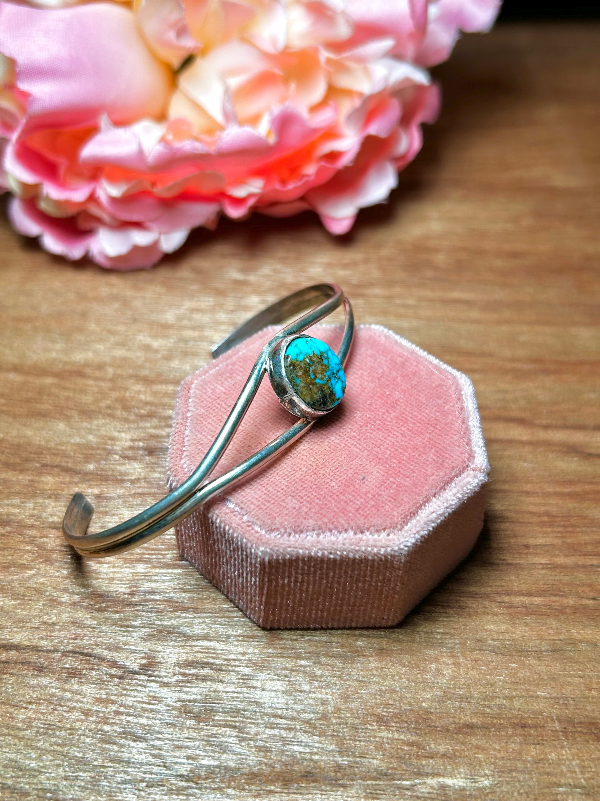 Navajo Made Royston Turquoise & Sterling Silver Cuff Bracelet