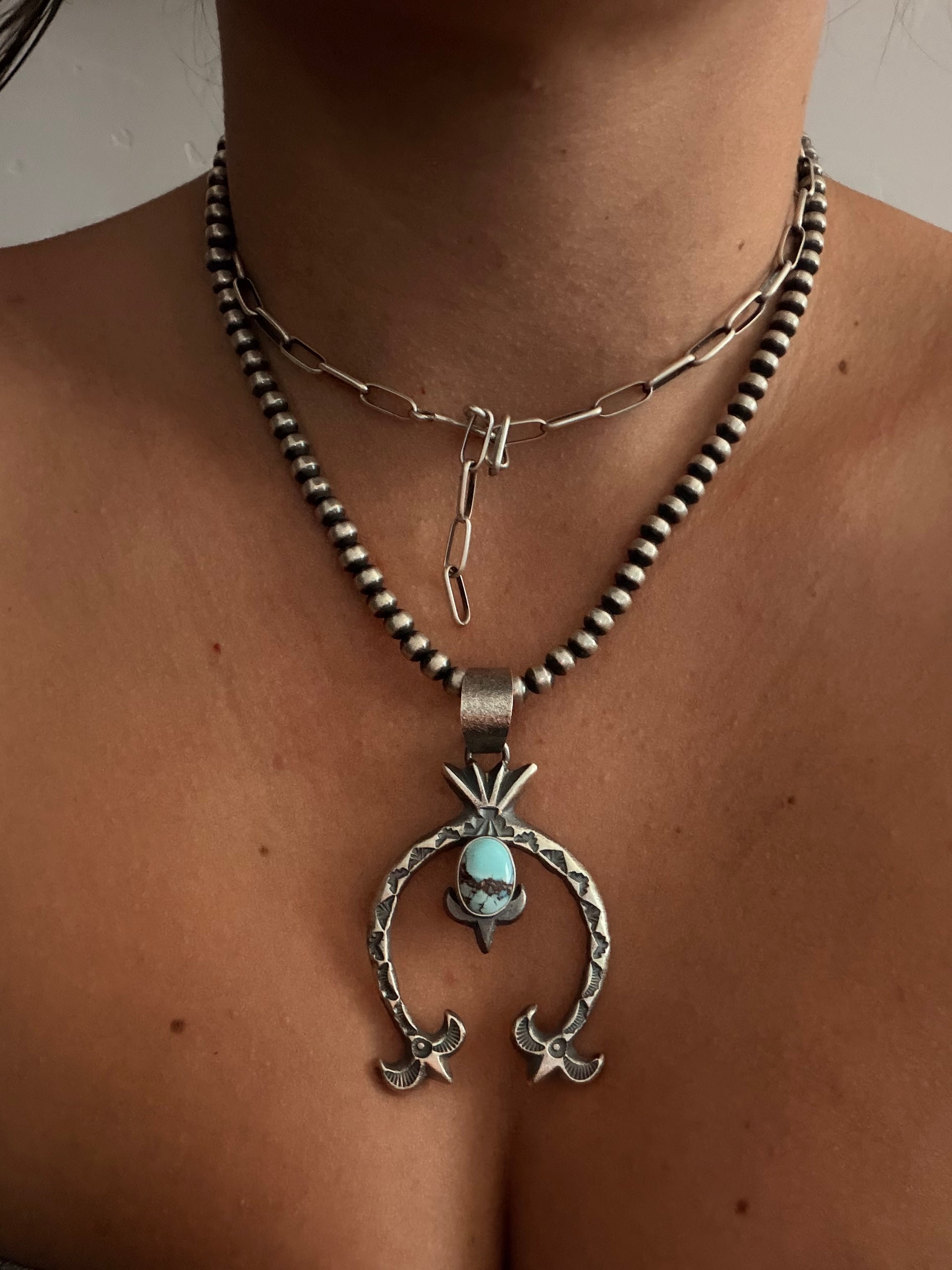 Kindale Billah Golden Hills Turquoise & Sterling Silver Naja Pendant