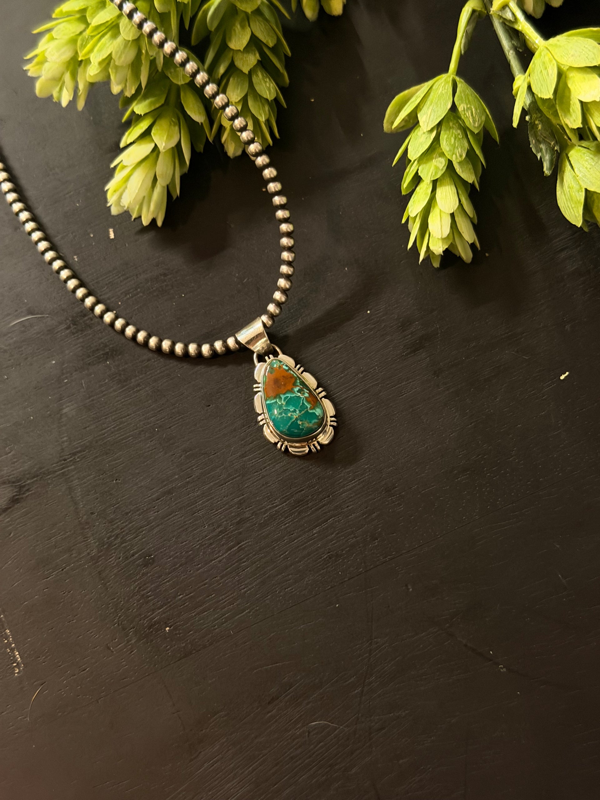 Navajo Made Sierra Vista Turquoise & Sterling Silver Pendant