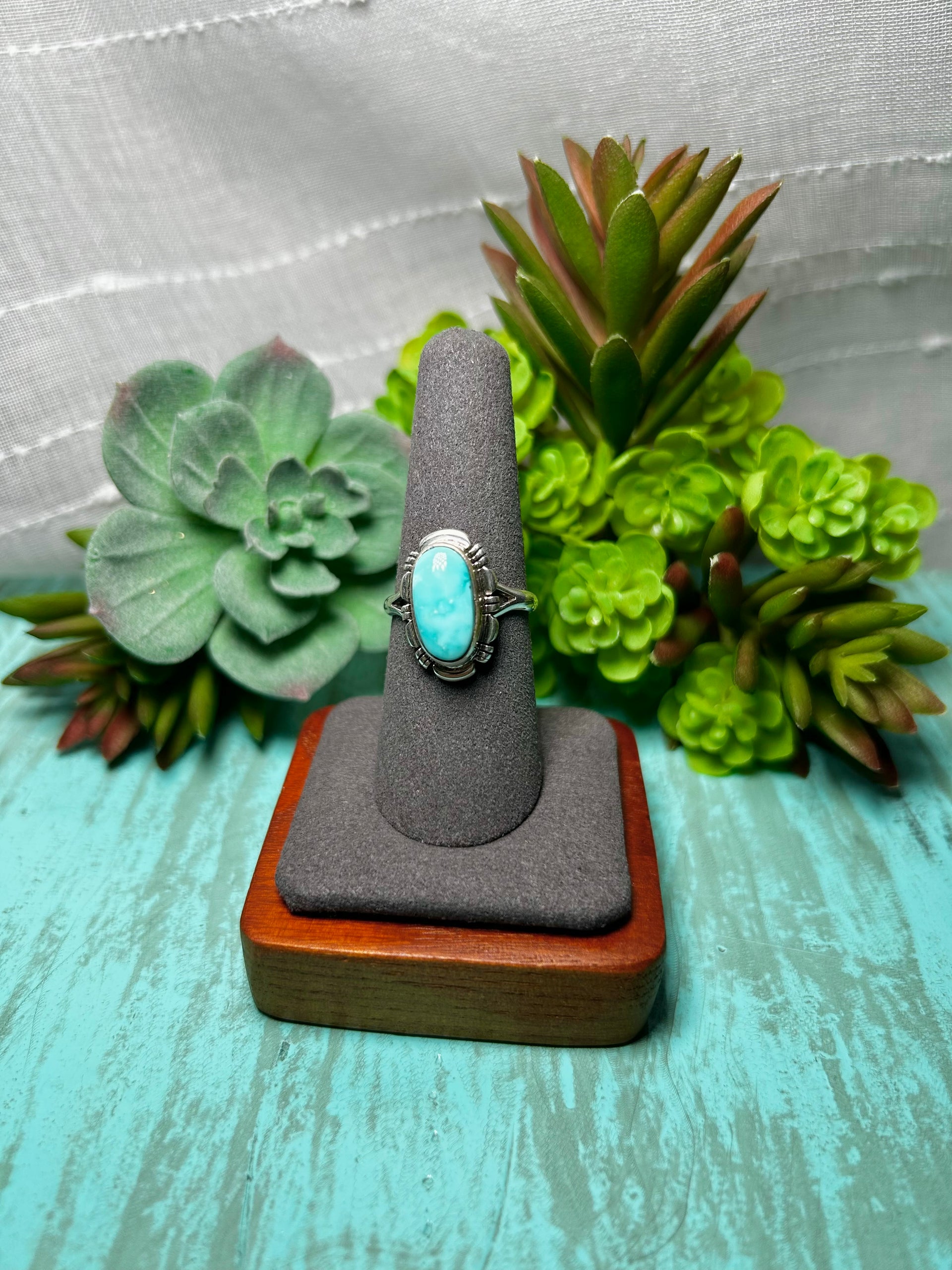 Arlene Yazzie Kingman Turquoise & Sterling Sliver Ring Size 8