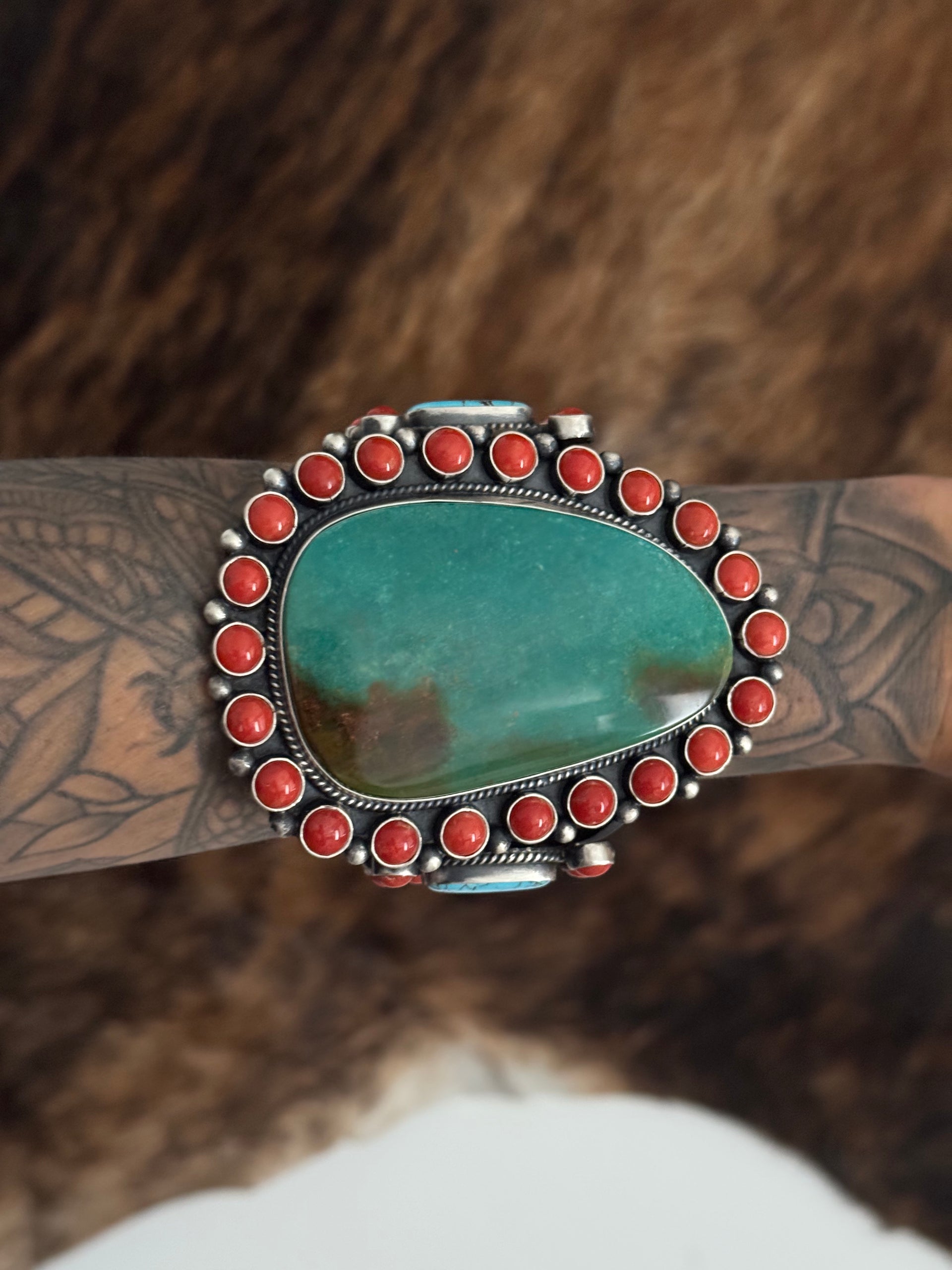 Kevin Billah Multi Stone & Sterling Silver Cluster Cuff Bracelet