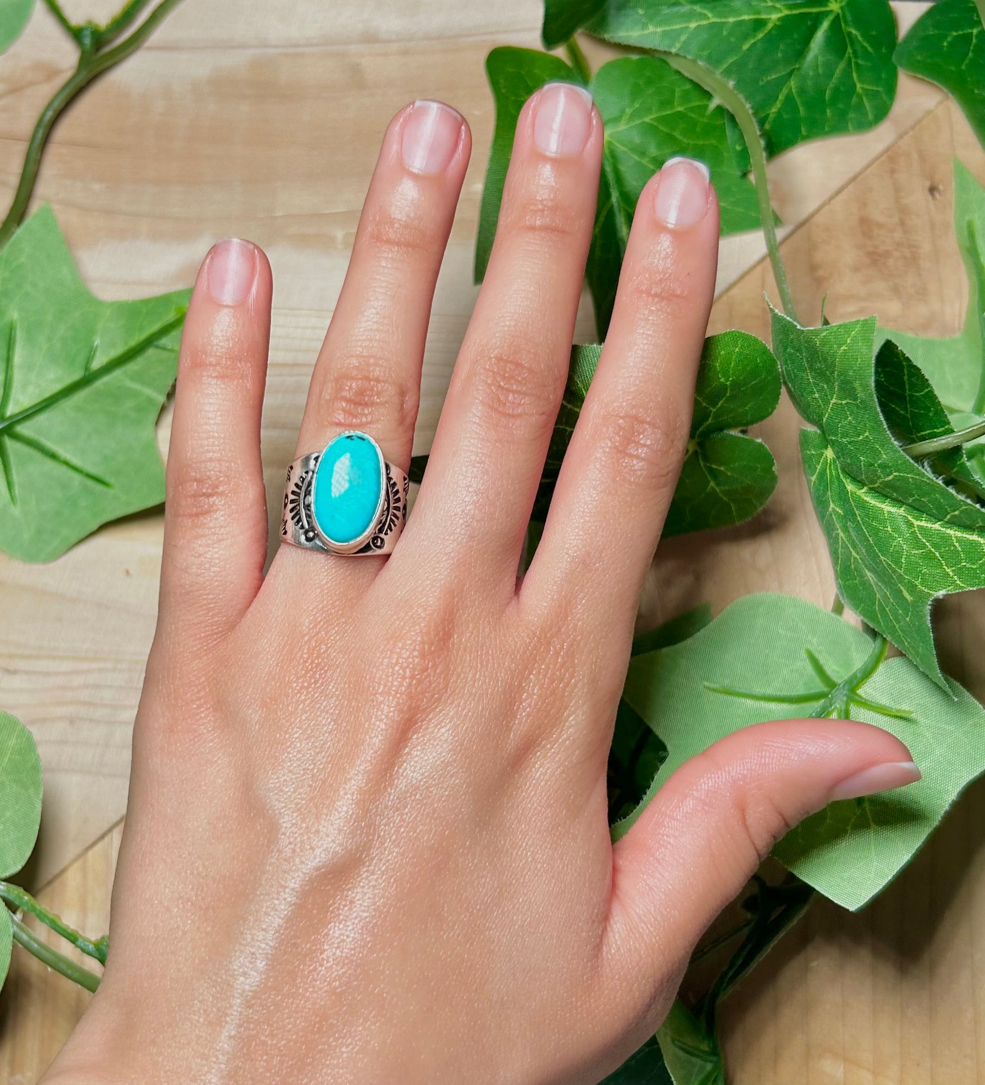 Kobe Martinez Kingman Turquoise & Sterling Silver Ring Size 5.75