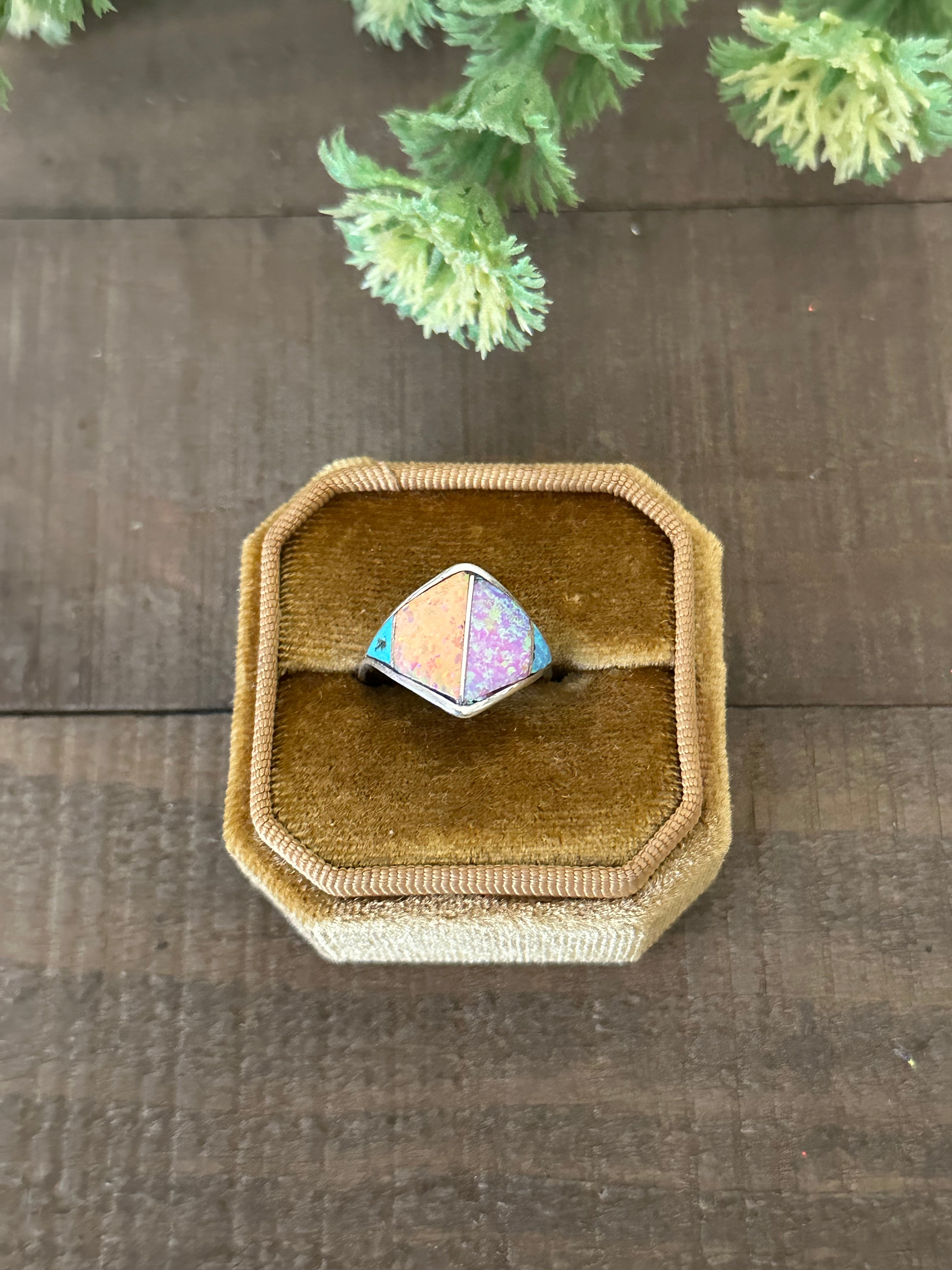 Rick Enriquez Opal & Sterling Silver Inlay Ring