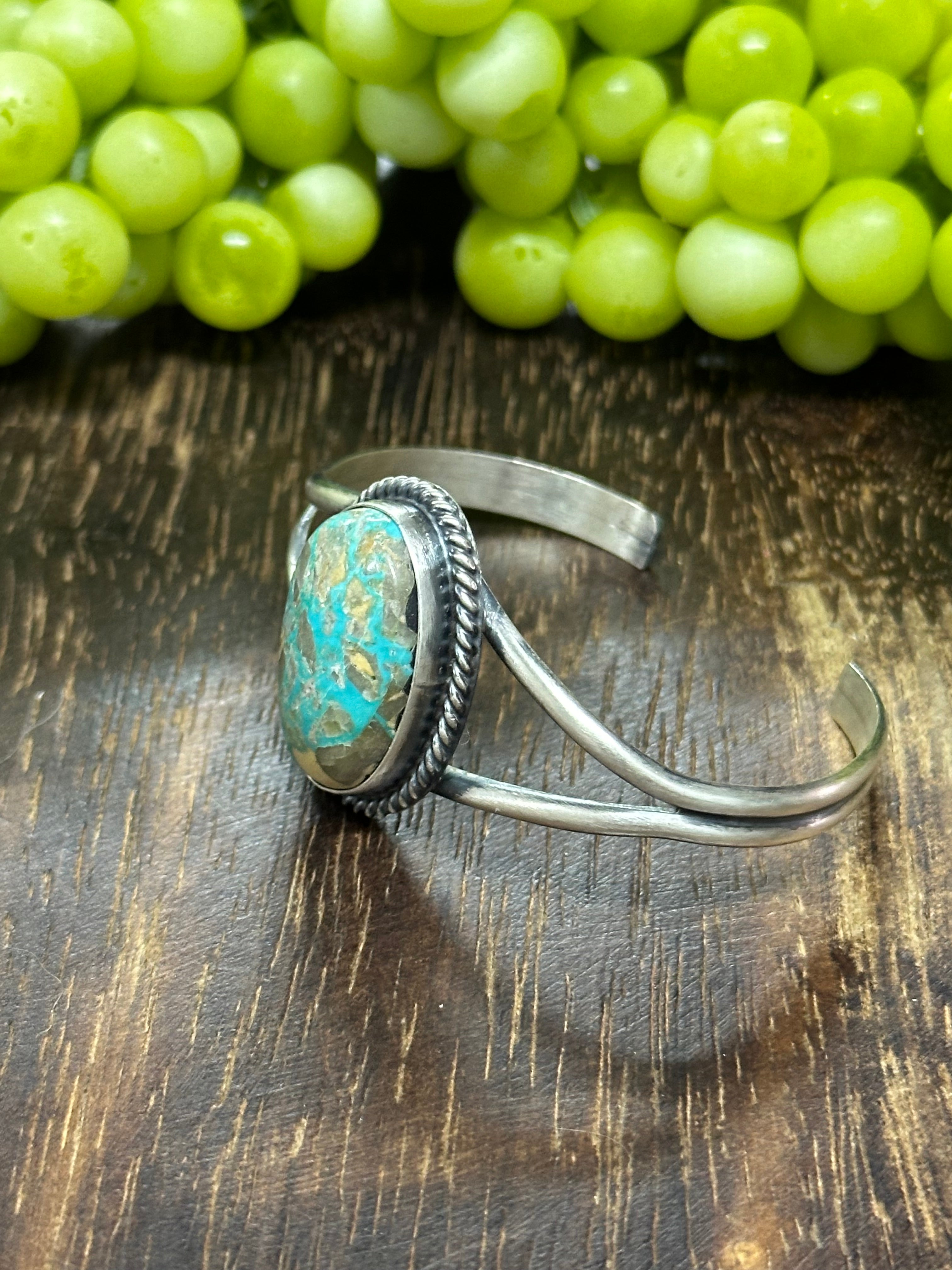 Dave Skeets Pilot Mountain Turquoise & Sterling Silver Cuff Bracelet