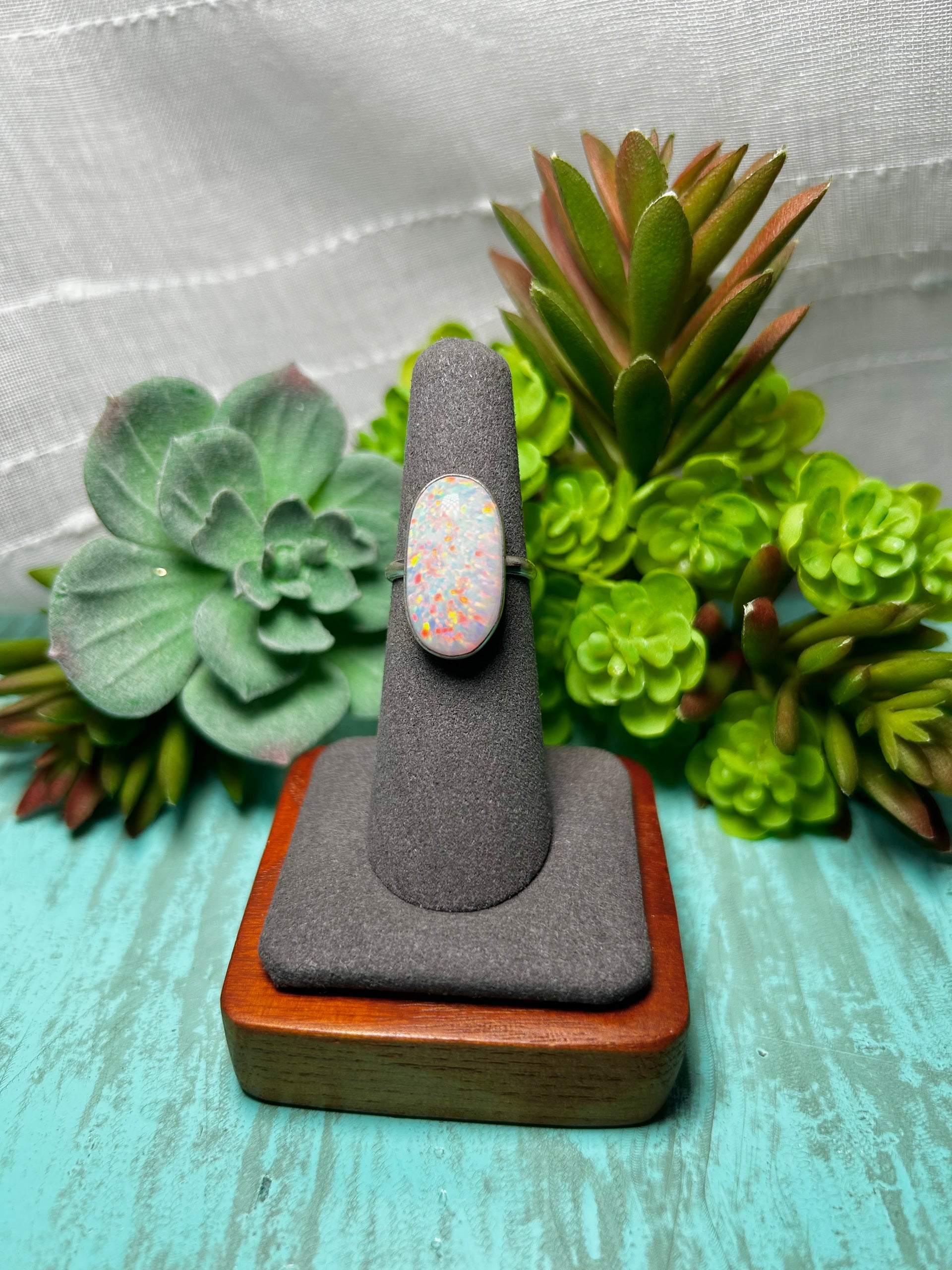 Navajo Made Opal & Sterling Sliver Ring Size 6