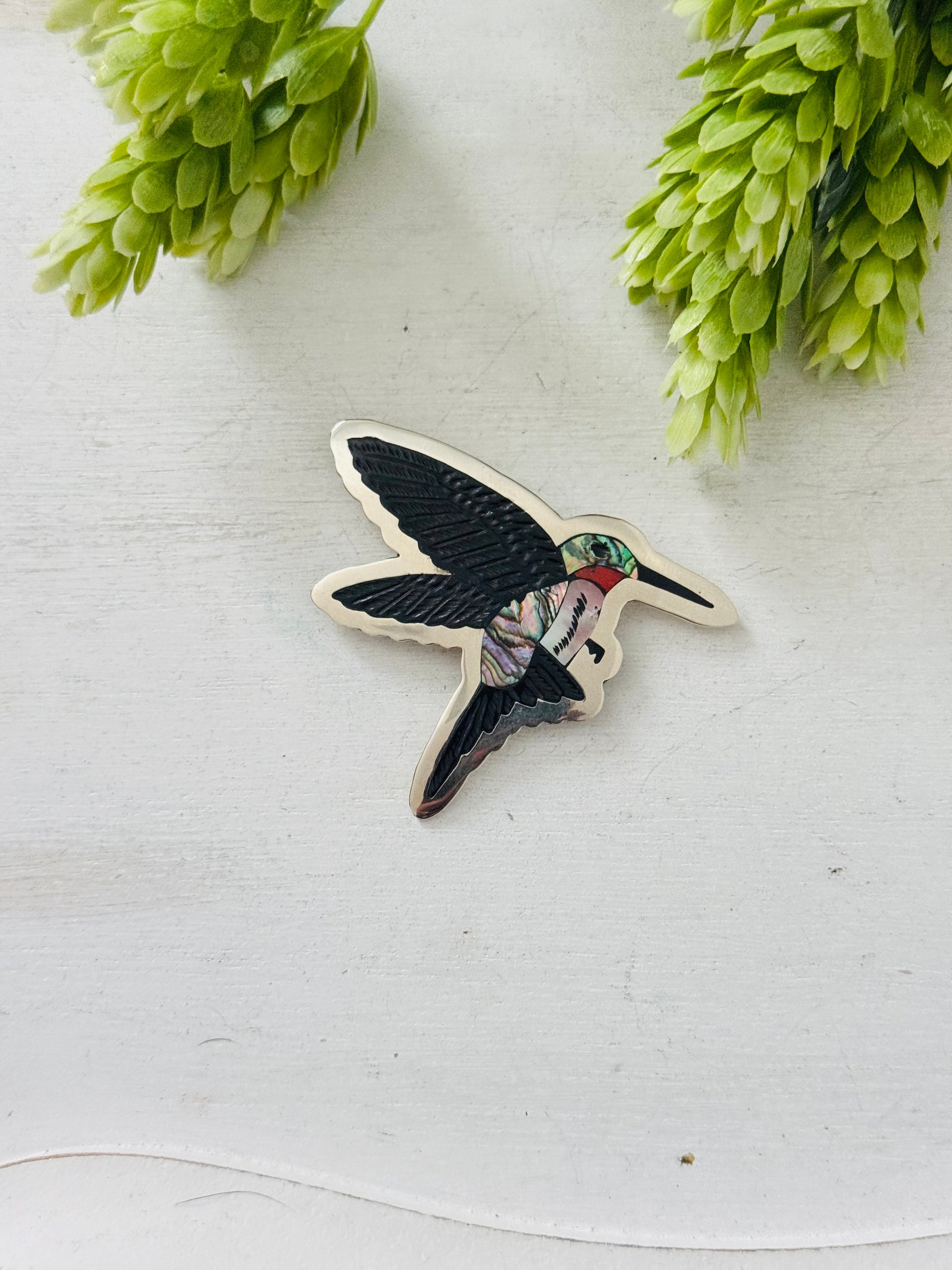 Dale Edaakie Multi Stone & Sterling Silver Hummingbird Pin
