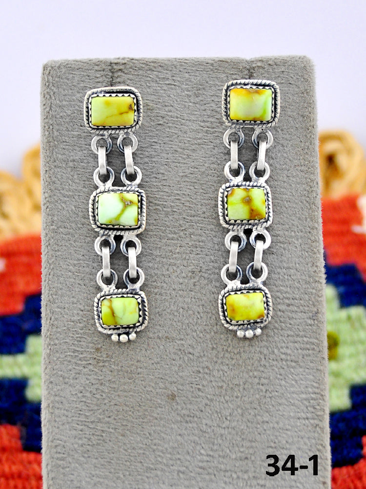 Southwest Made Palomino Turquoise & Sterling Silver Post Earrings