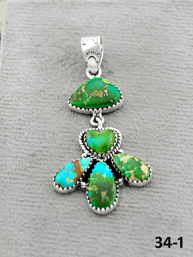 Southwest Handmade Sonoran Turquoise & Sterling Silver Pendants