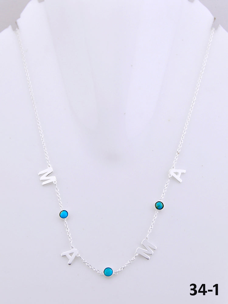 Southwest Handmade Turquoise & Sterling Silver Mama Chain Necklace