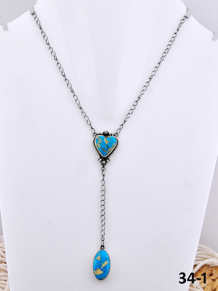 Southwest Made Sonoran Mountain Turquoise & Sterling Silver Drop Necklace