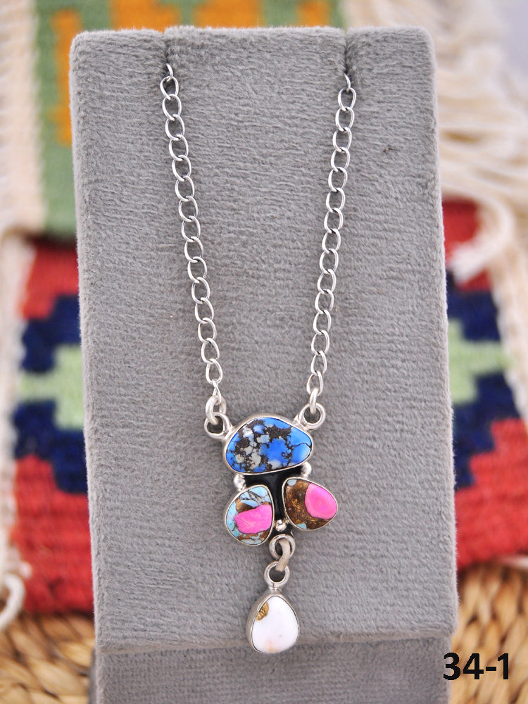 Southwest Made Multi Stone & Sterling Silver Necklace
