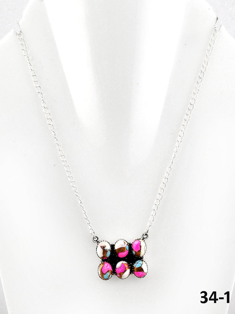Southwest Made Cotton Candy Mohave & Sterling Silver Necklace