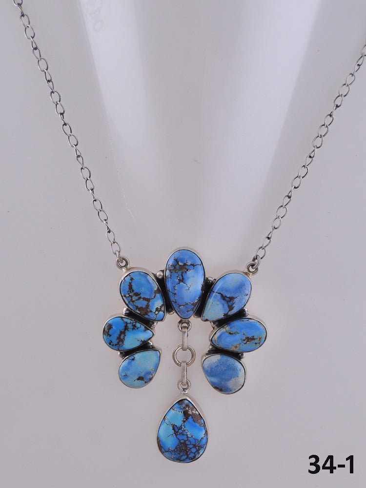 Southwest Handmade Golden Hill’s Turquoise & Sterling Silver Naja Necklace