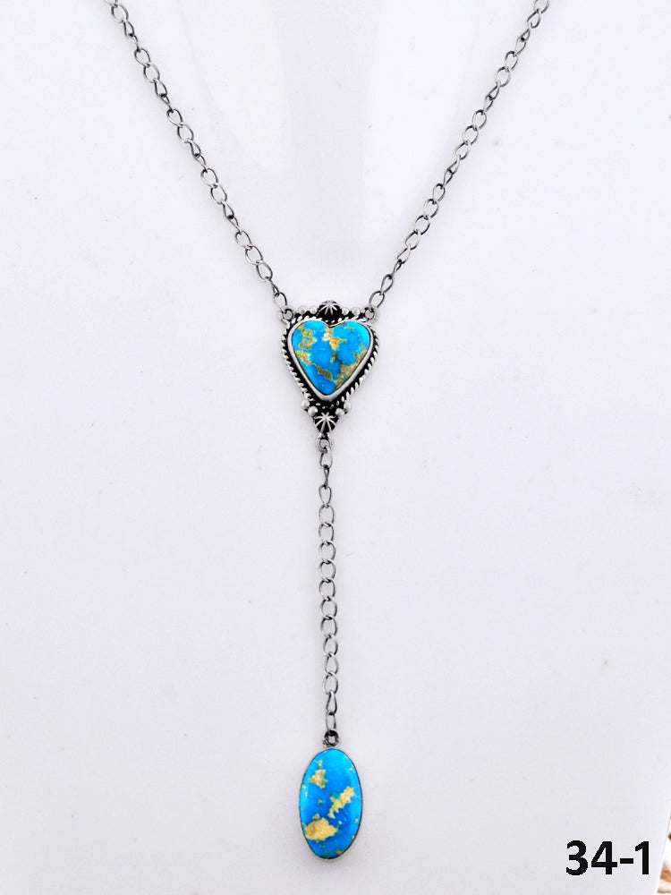 Southwest Made Sonoran Mountain Turquoise & Sterling Silver Drop Necklace