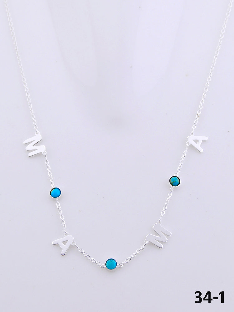 Southwest Handmade Turquoise & Sterling Silver Mama Chain Necklace
