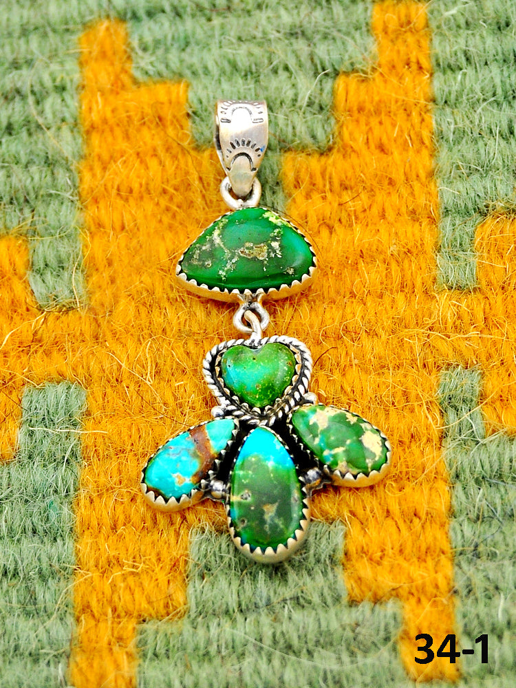 Southwest Handmade Sonoran Turquoise & Sterling Silver Pendants
