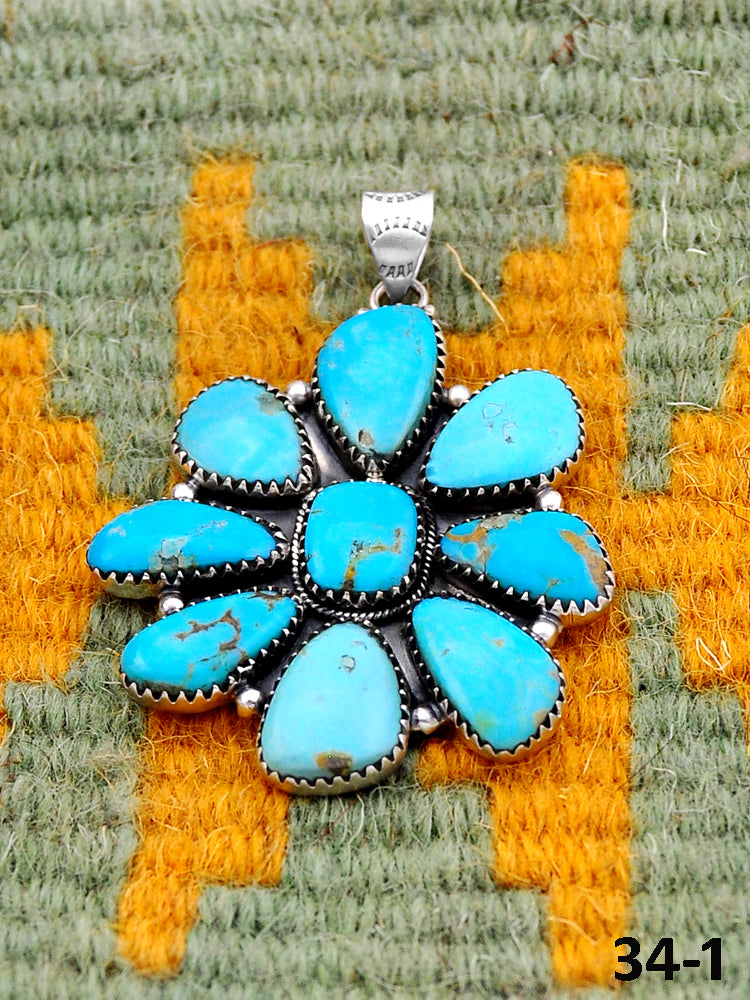 Southwest Handmade Santa Maria Turquoise & Sterling Silver Pendants