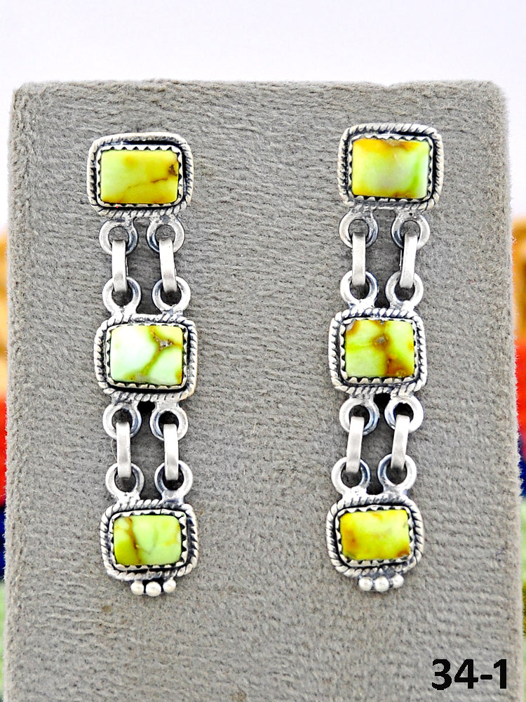 Southwest Made Palomino Turquoise & Sterling Silver Post Earrings