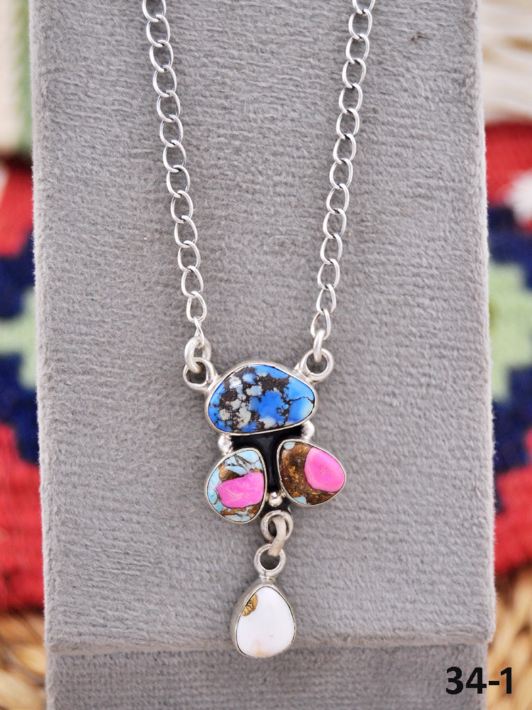 Southwest Made Multi Stone & Sterling Silver Necklace