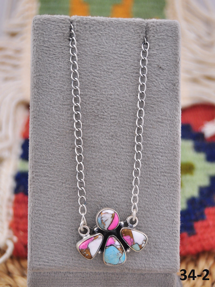 Southwest Made Cotton Candy & Sterling Silver Necklace