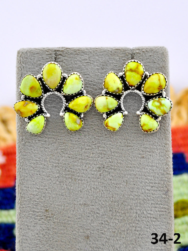 Southwest Made Palomino Turquoise & Sterling Silver Post Earrings