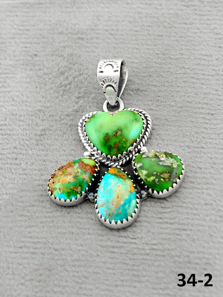 Southwest Handmade Sonoran Turquoise & Sterling Silver Pendants