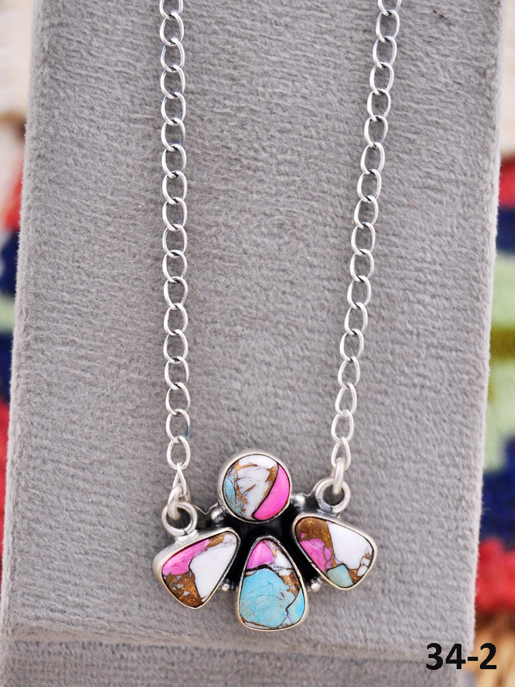 Southwest Made Cotton Candy & Sterling Silver Necklace