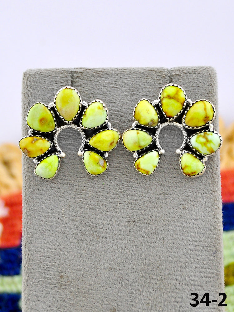 Southwest Made Palomino Turquoise & Sterling Silver Post Earrings