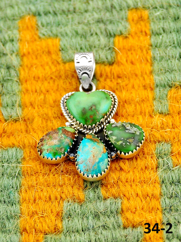 Southwest Handmade Sonoran Turquoise & Sterling Silver Pendants