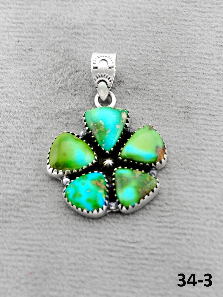 Southwest Handmade Sonoran Turquoise & Sterling Silver Pendants