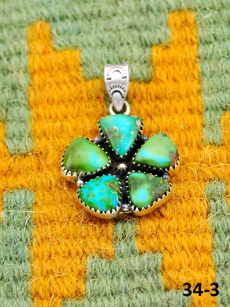 Southwest Handmade Sonoran Turquoise & Sterling Silver Pendants
