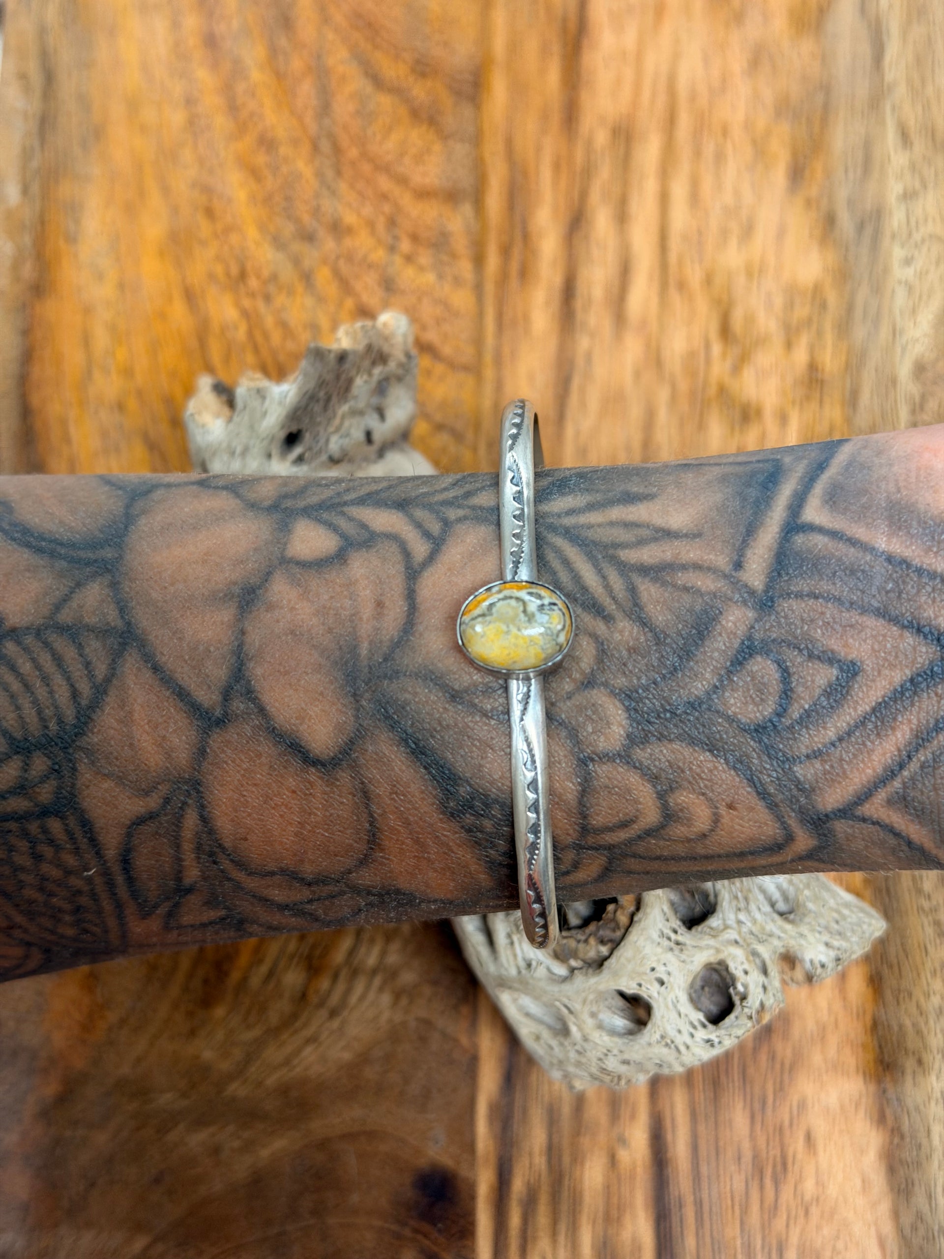 Navajo Made BB Agate & Sterling Silver Cuff Bracelet