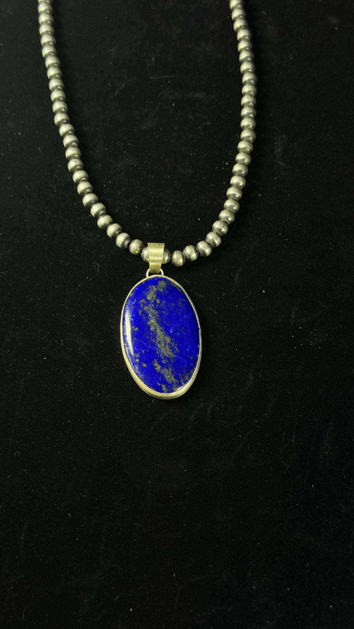 Navajo Made Lapis & Sterling Silver Pendant